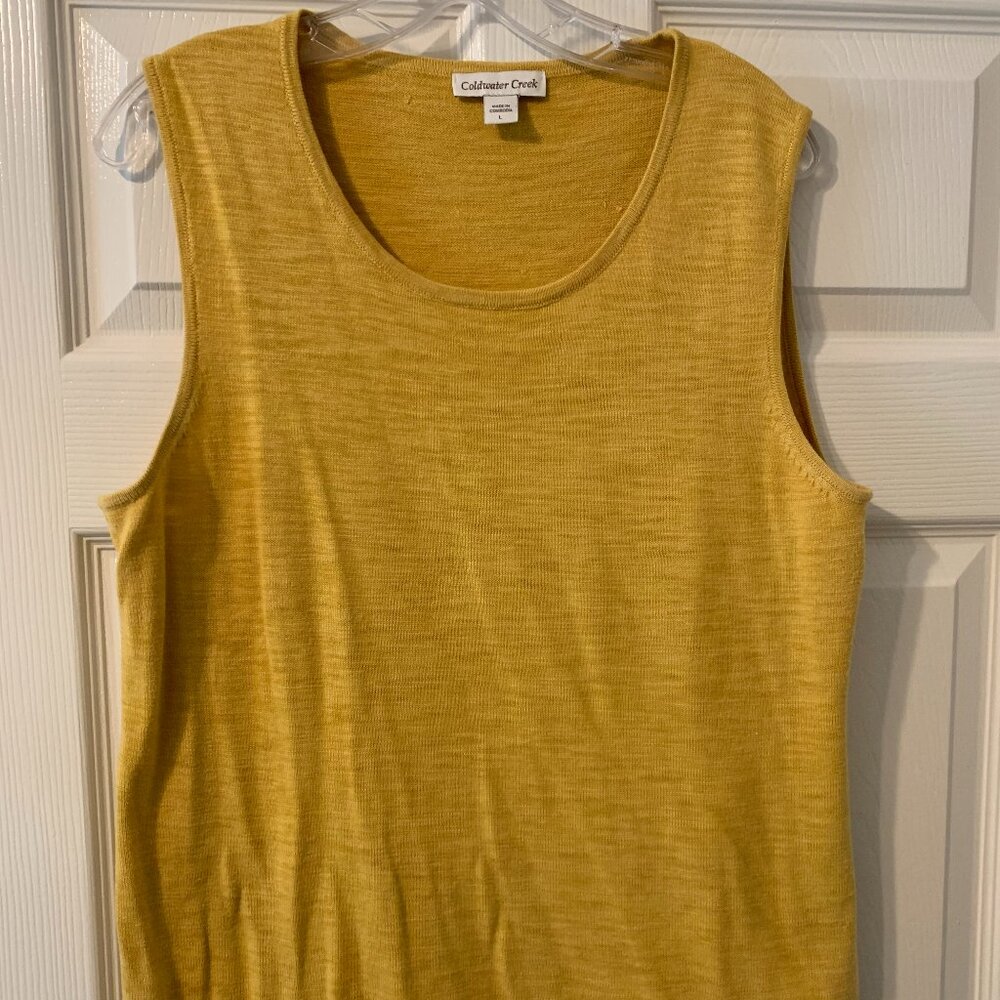 Coldwater Creek Women's Light Mustard Color Sleeveless Top, Size L